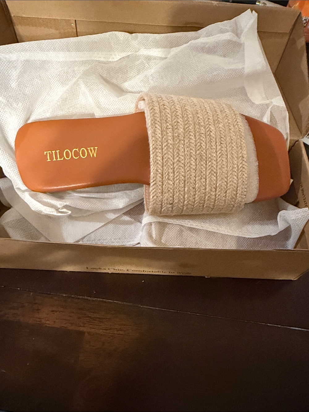 Women's Cream Knit Slide Mule